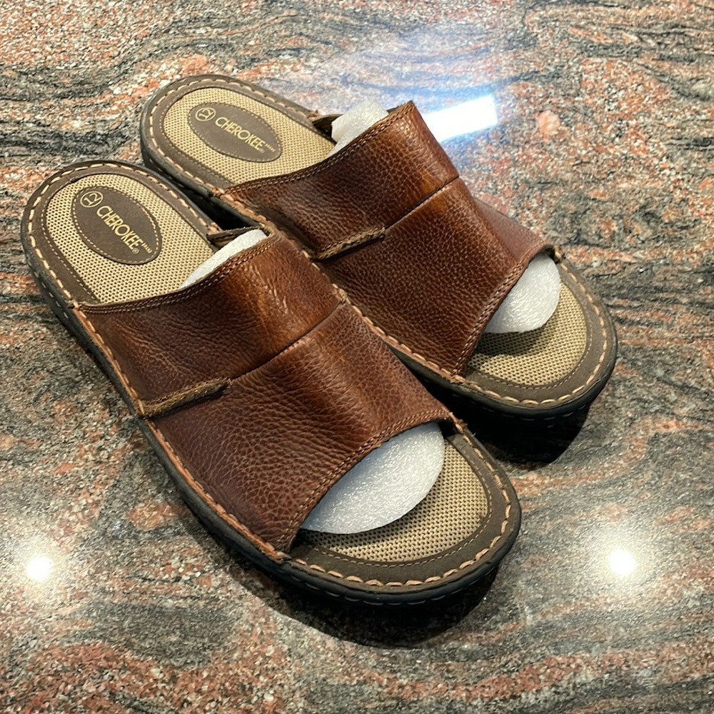 Cherokee leather slides NWOT